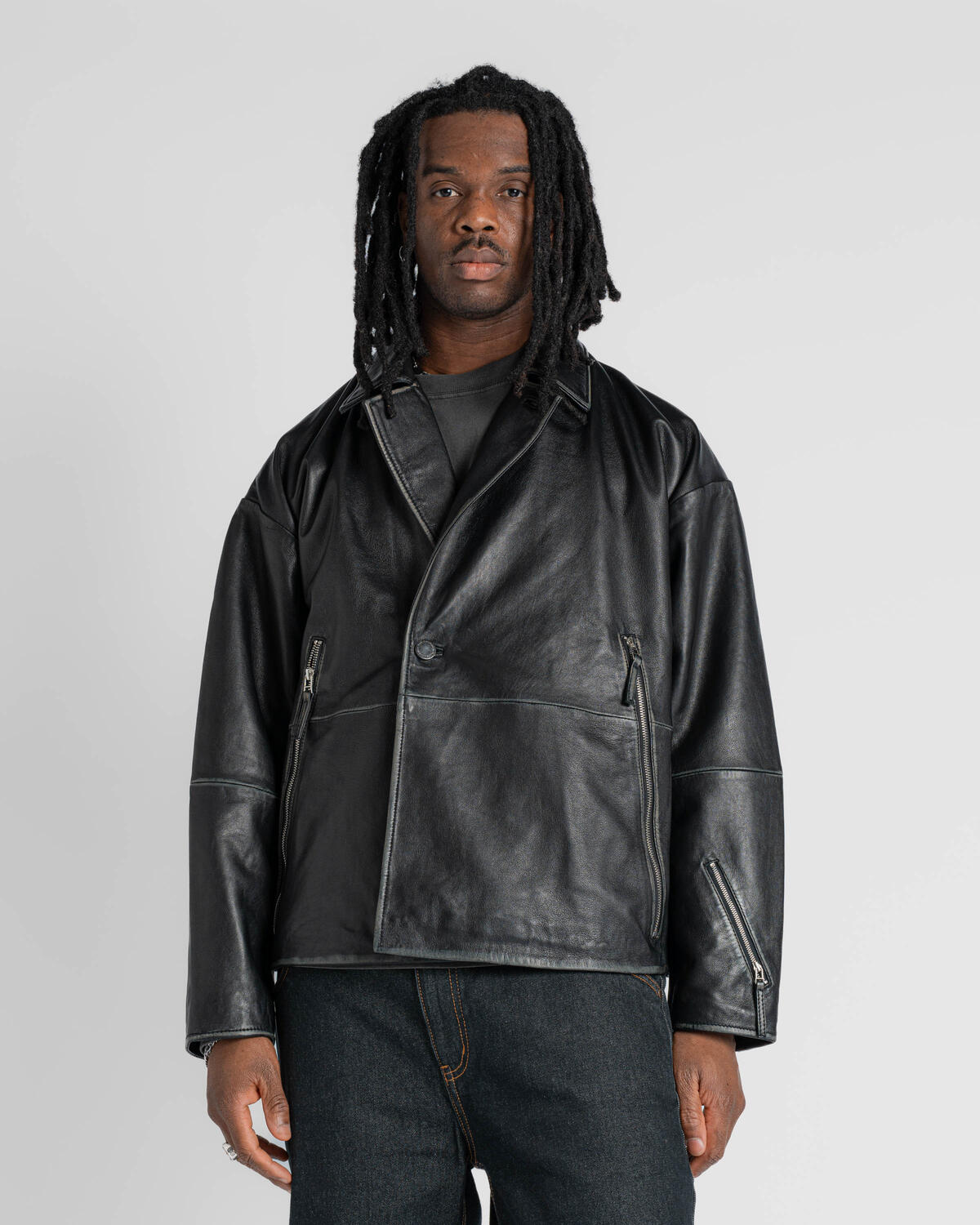 New Amsterdam Surf Association LEATHER JACKET BOXY FIT